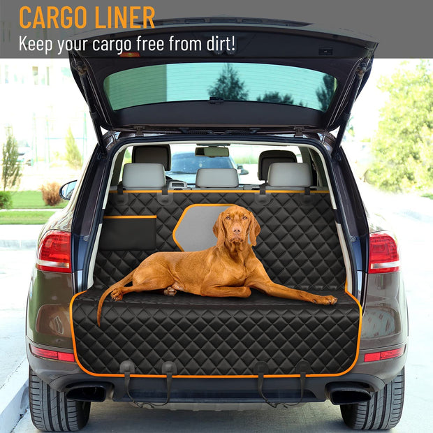 Dog Car Seat Cover Car Seat Protector- Dog Seat Cover for Back Seat of Suvs, Trucks, Cars - Waterproof & Convertible Vehicle Dog Hammock for Car Backseat - Mesh Window - Orange