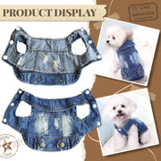 Cool Blue Dog Jean Jacket Small Pet Outfits Dog Clothes for Small Medium Dogs Cats Boys Girls Pet Vest Denim Coats Puppy Shirts Doggy Costume Clothing for Shih Tzu Chihuahua Yorkie Teacup