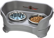 Neater Feeder Deluxe Small Mess Proof Feeder for Small Dogs & Cats, 1-1/2 Cup Food & 2-1/4 Cup Water Stainless Steel Bowls, Elevated, No Spill, Non-Tip, Non-Slip. Made in USA