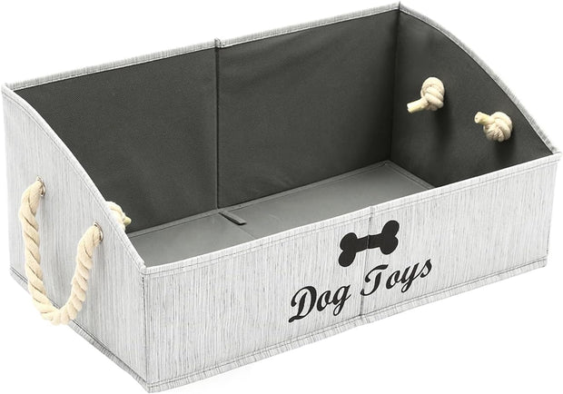 Large Dog Toy Bin Puppy Shallow Toy Baskets Dog Toy Storage Perfect for Living Room Playroom Closet Home Organization - Grey