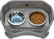 Neater Feeder Deluxe Small Mess Proof Feeder for Small Dogs & Cats, 1-1/2 Cup Food & 2-1/4 Cup Water Stainless Steel Bowls, Elevated, No Spill, Non-Tip, Non-Slip. Made in USA