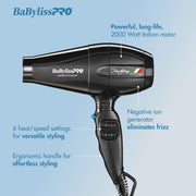 Nano Titanium Italian Portofino Hair Dryer - Professional 2000 Watt Blow Dryer